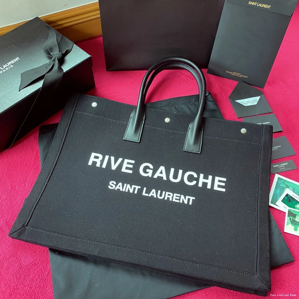 Tony Luxuries BAG LEATHER LINEN AND IN TOTE PRINTED RIVE GAUCHE YSL 0710